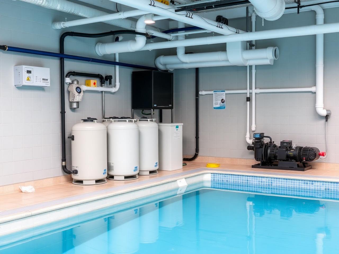 Bomba de calor instalada junto a uma piscina exterior